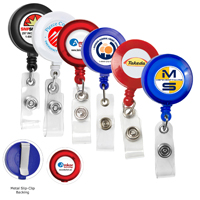 Cord Round Retractable Badge Reel and Badge Holder with Metal Slip Clip Attachment